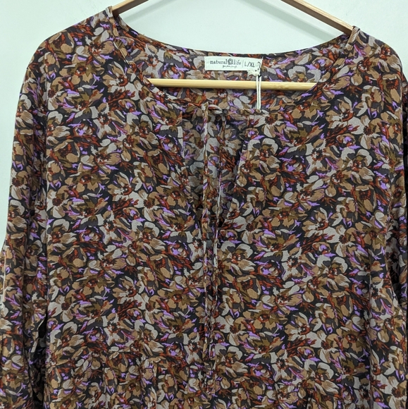 Natural Life Sage Floral Tiered Maxi Dress L/XL - Picture 5 of 11